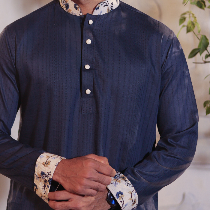 Navy Blue Color Panjabi