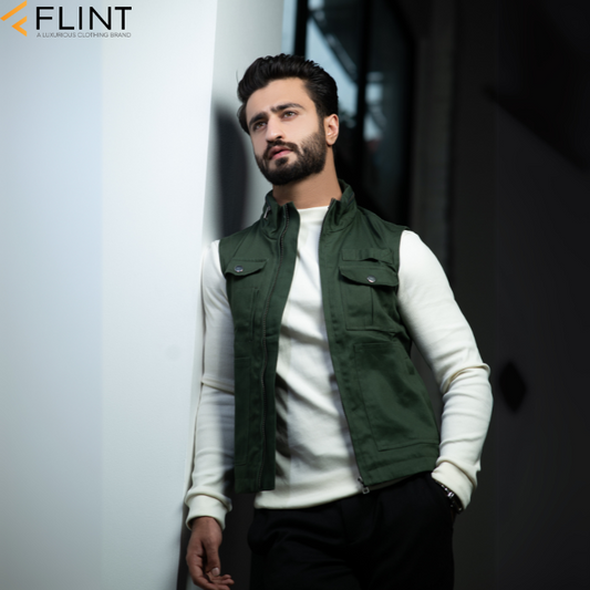 Short Jacket Sleeveless (Bottle Green Color)