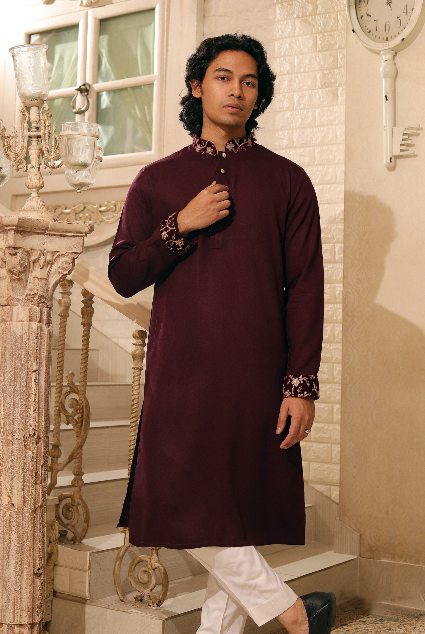Burgundy Panjabi
