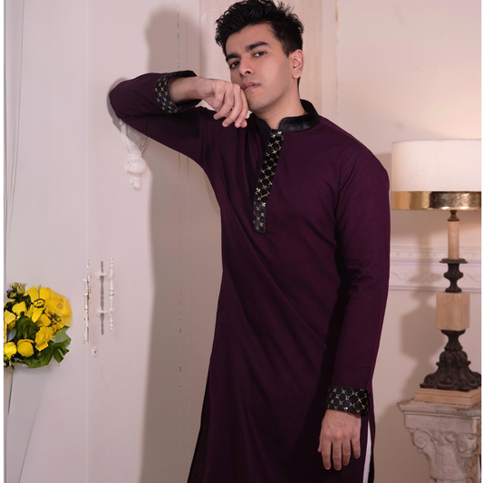 Burgundy Panjabi